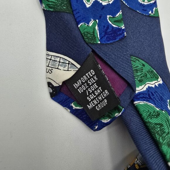 Mens Necktie Save the Children School Bus Tie, 100% Silk, Size 55.5 By 4 In Blue - Picture 6 of 6